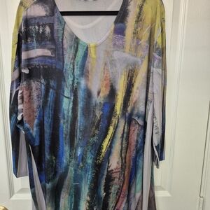 Sole Dionne Artsy Colorful Abstract Print Tunic 3X